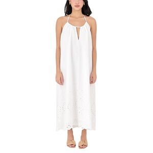 NWT Zara White Cotton Eyelet Grecian Maxi Dress